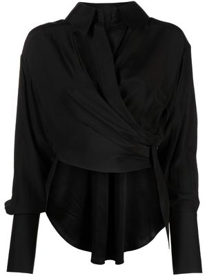 GAUGE81 Sabinas silk wraparound shirt - Black