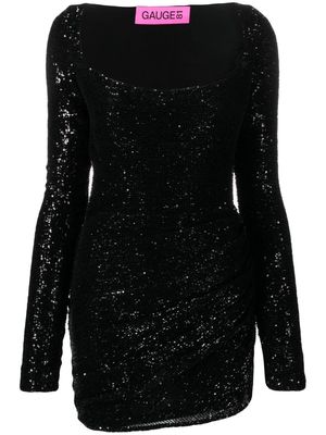 GAUGE81 sequin-embellished long-sleeve minidress - Black
