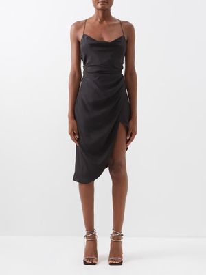 Gauge81 - Shiroi Asymmetric-hem Silk Dress - Womens - Black