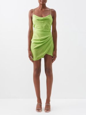 Gauge81 - Shiroi Wrap-effect Silk Mini Dress - Womens - Green