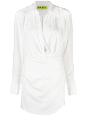 GAUGE81 silk open-neck shirt dress - White