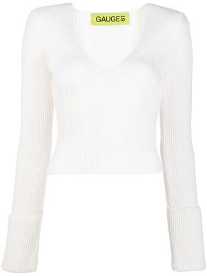 GAUGE81 V-neck rib-knit jumper - White