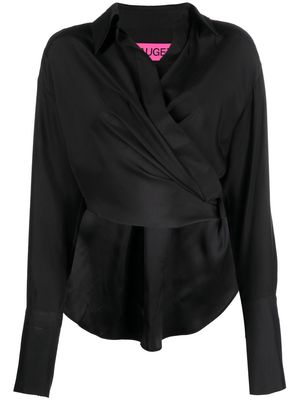 GAUGE81 wrap-front silk shirt - Black