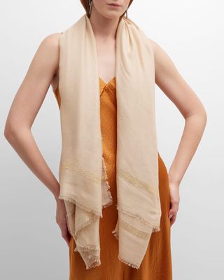 Gauze Evening Scarf With Sequin Stripe