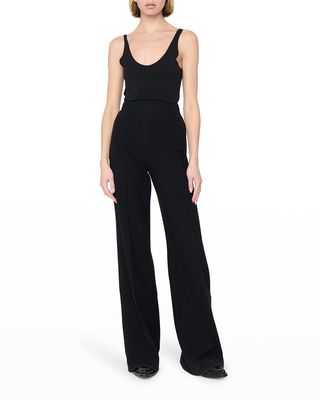Gauzy Recycled Cashmere Wool Wide-Leg Trousers