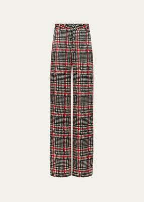 Gavin Plaid Wide-Leg Pants