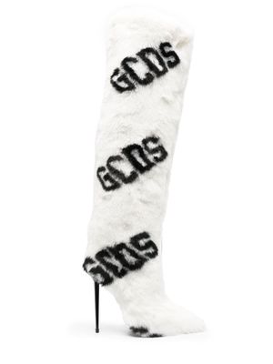 Gcds 110mm faux-fur logo-print boots - White