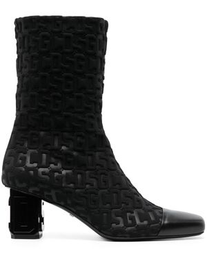 Gcds 75mm monogram-pattern ankle boots - Black