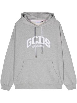 Gcds appliqué-logo cotton hoodie - Grey