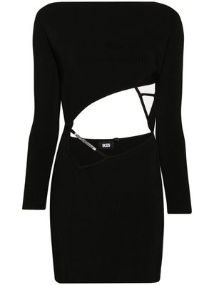 Gcds asymmetric fine-ribbed minidress - Black