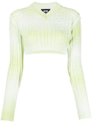 Gcds Braids faded-effect knitted cropped top - Green