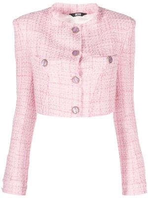 Gcds button-up cropped tweed jacket - Pink