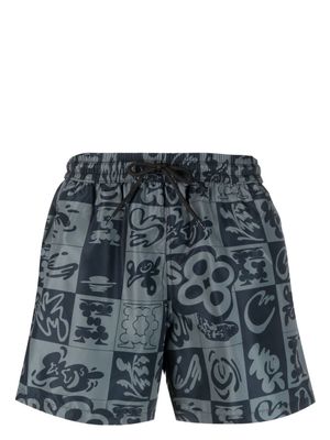 Gcds checkerboard-print swim shorts - Black