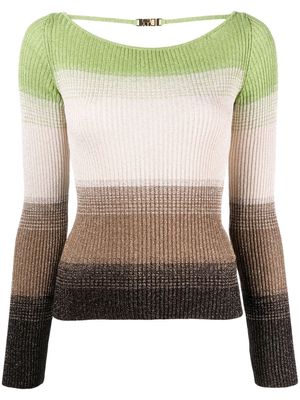 Gcds colour-block ribbed-knit jumper - Brown
