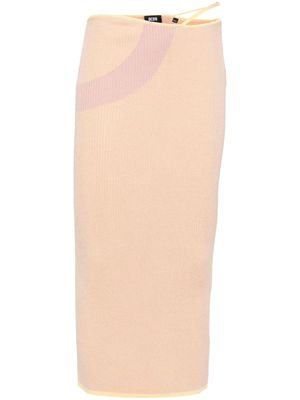 Gcds Comma logo-plaque ribbed skirt - Pink