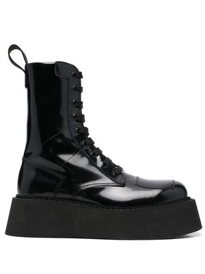 Gcds Commando patent-leather boots - Black