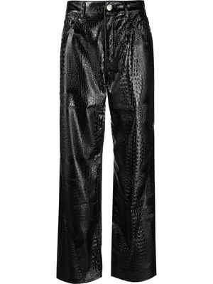Gcds croc-effect wide-leg trousers - Black