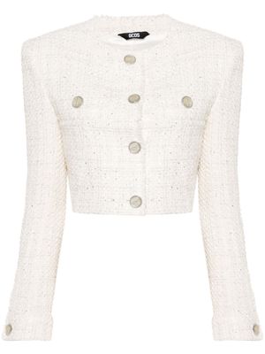 Gcds cropped tweed jacket - White