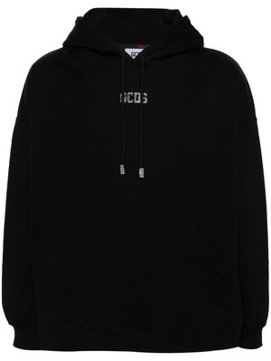 Gcds crystal-embellished-logo cotton hoodie - Black