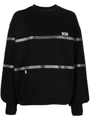 Gcds crystal-embellished striped sweatshirt - Black