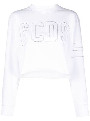 Gcds crystal-logo cropped jumper - White