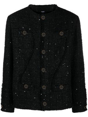 Gcds embossed-buttons sequinned tweed jacket - Black