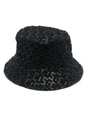 Gcds embossed-monogram drawstring bucket hat - Black