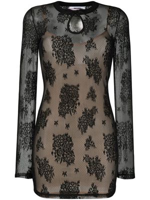 Gcds embroidered-design long-sleeve dress - Black