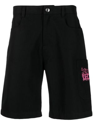 Gcds embroidered-logo cotton shorts - Black