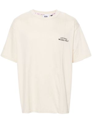 Gcds embroidered-logo cotton T-shirt - Neutrals