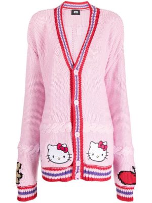 Gcds embroidered-logo knit cardigan - Pink
