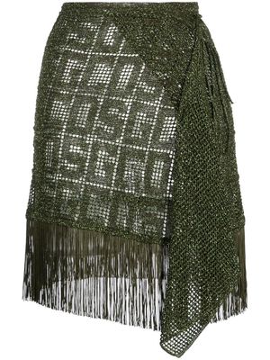 Gcds fringe-detail macramé skirt - Green