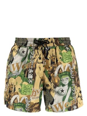 Gcds graphic-print swim shorts - Green