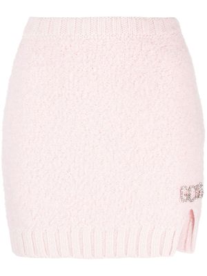 Gcds Hairy logo-plaque miniskirt - Pink
