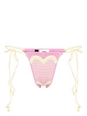 Gcds Heart crochet-knit bikini bottoms - Pink