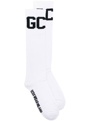 Gcds intarsia-knit mid-calf socks - White