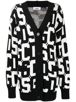 Gcds intarsia-knit V-neck cardigan - Black
