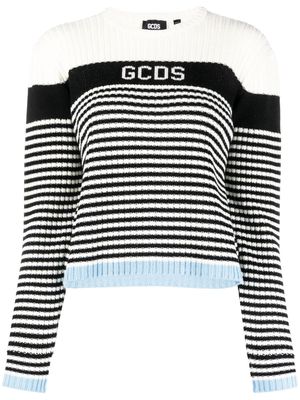 Gcds jacquard-logo striped jumper - White