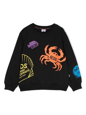 Gcds Kids all-over logo-print sweatshirt - Black