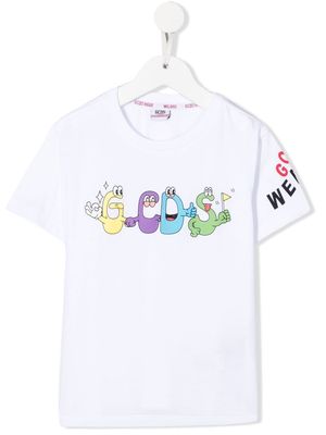 Gcds Kids cartoon logo-print T-shirt - White
