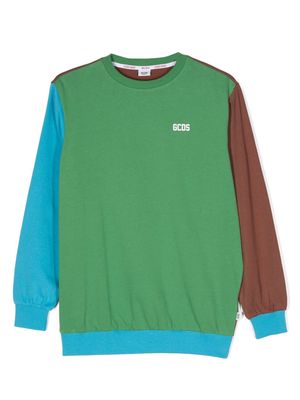 Gcds Kids colour-block cotton sweatshirt - Green
