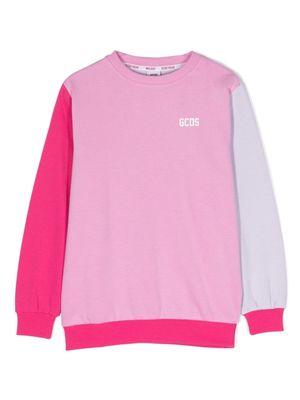 Gcds Kids colour-block cotton sweatshirt - Pink