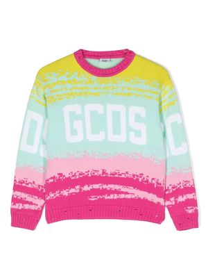 Gcds Kids colour-block logo jumper - Pink