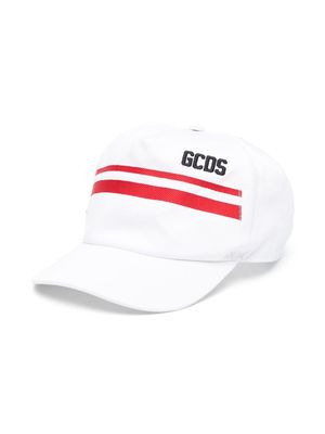 Gcds Kids embroidered-logo cotton cap - White