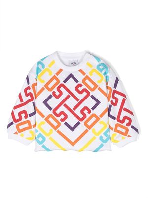 Gcds Kids geometric logo print sweatshirt - White