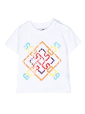 Gcds Kids geometric logo-print T-shirt - White
