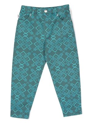Gcds Kids geometric-print tapered trousers - Blue