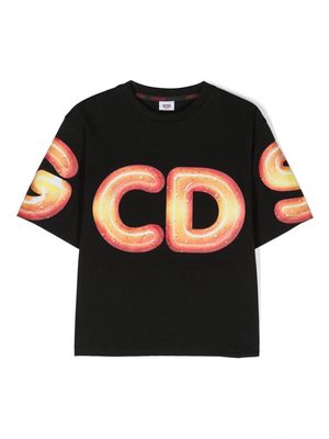 Gcds Kids graphic logo-print T-shirt - Black