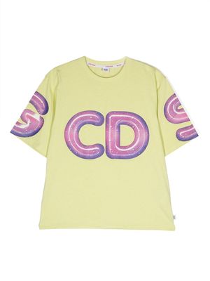Gcds Kids graphic logo-print T-shirt - Green