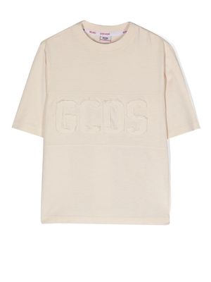 Gcds Kids logo-appliqué cotton T-shirt - Neutrals